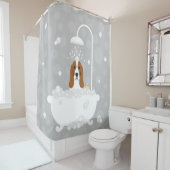 Basset Hound Dog Showgordijn Douchegordijn (In situ)