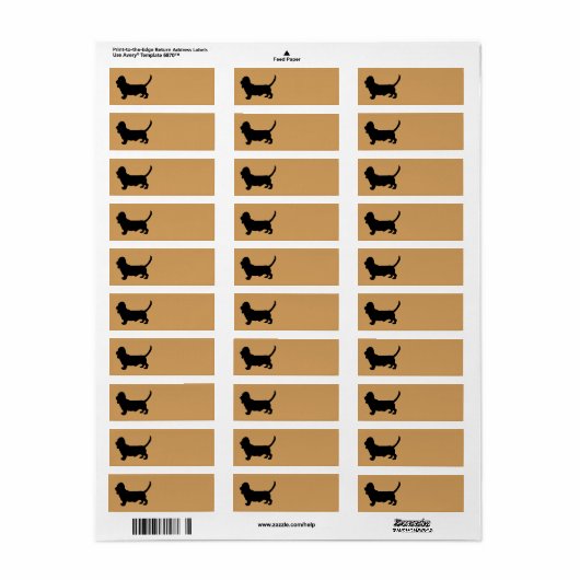 Basset Hound Dog Silhouette Etiket (Full Sheet)