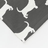 Basset Hound Dog Silhouettes Pattern Grey Fleece Deken (Hoek)
