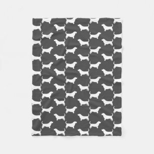 Basset Hound Dog Silhouettes Pattern Grey Fleece Deken