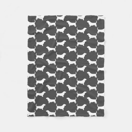 Basset Hound Dog Silhouettes Pattern Grey Fleece Deken (Voorkant)