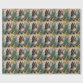 Basset Hound Dog Spring Flowers Painting Cadeaupapier (Vlak)