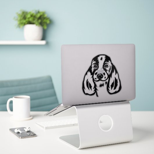 Basset Hound Dog Sticker (Laptop op bureau)
