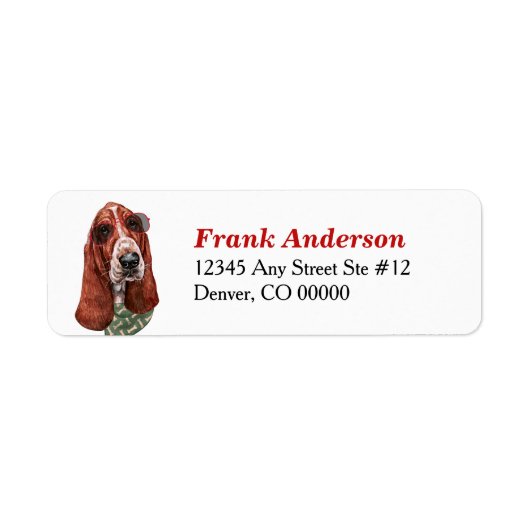Basset Hound Dog Sunbrig Return Address Etiket (Voorkant)