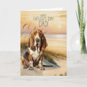 Basset Hound Dog Sunset Beach Vaderdag Feestdagen Kaart (Voorkant)
