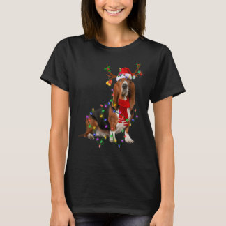 Basset Hound Dog Tree kerstlampjes Pajama T-shirt