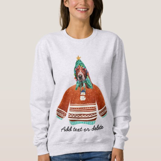 Basset Hound Dog Ugly Kersthond Mam Sweatshirt (Voorkant)
