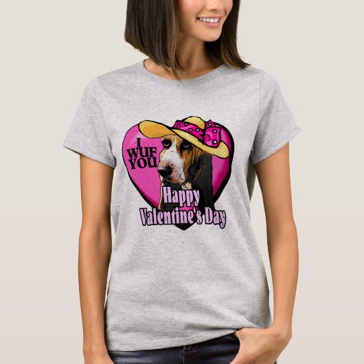 Basset Hound Dog Valentijnsdag T-shirt (Voorkant)