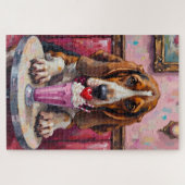 Basset Hound Dog Valentine's Day Heart Milkshake Legpuzzel (Horizontaal)