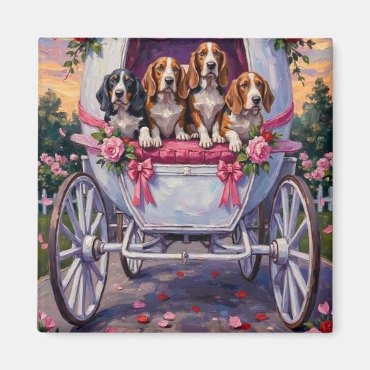Basset Hound Dog Valentine's Day Magneet (Voorkant)