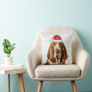 Basset Hound Dog Waterverf Kerstmis Kussen