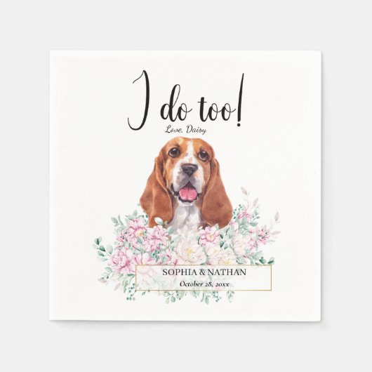 Basset Hound Dog Wedding Cocktail Napkins Servet (Voorkant)