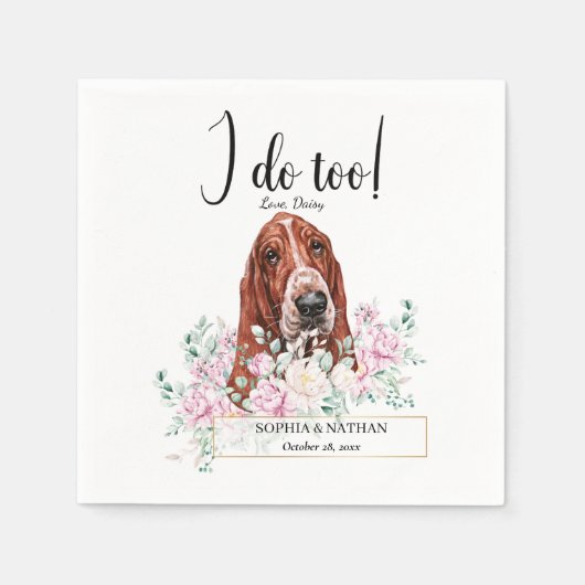 Basset Hound Dog Wedding Cocktail Napkins Servet (Voorkant)