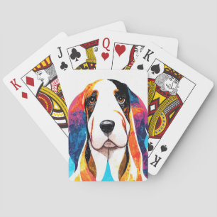 Basset Hound Dog Wild Natuur Dierenkleur Schilderi Pokerkaarten