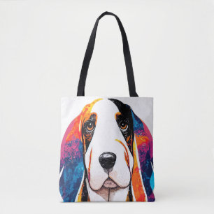 Basset Hound Dog Wild Natuur Dierenkleur Schilderi Tote Bag