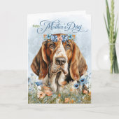 Basset Hound Dog Wildflower Moederdag Feestdagen Kaart (Voorkant)