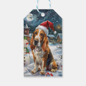 Basset Hound Dog Winter Wonderland Kerstvreugde Cadeaulabel (Achterkant)