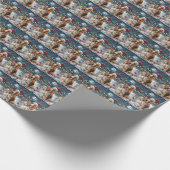 Basset Hound Dog Winter Wonderland Kerstvreugde Cadeaupapier (Hoek)