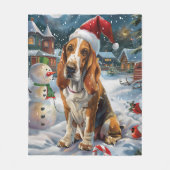 Basset Hound Dog Winter Wonderland Kerstvreugde Fleece Deken (Voorkant)