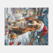 Basset Hound Dog Winter Wonderland Kerstvreugde Fleece Deken (Voorkant (Horizontaal))