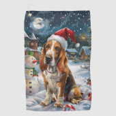 Basset Hound Dog Winter Wonderland Kerstvreugde Golfhanddoek (Voorkant)