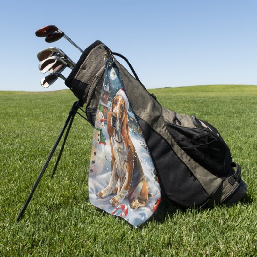 Basset Hound Dog Winter Wonderland Kerstvreugde Golfhanddoek (Groen)