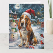 Basset Hound Dog Winter Wonderland Kerstvreugde Kaart (Voorkant)