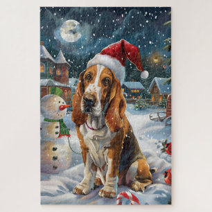 Basset Hound Dog Winter Wonderland Kerstvreugde Legpuzzel