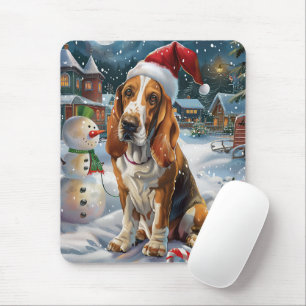 Basset Hound Dog Winter Wonderland Kerstvreugde Muismat