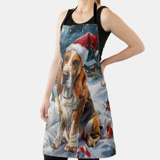 Basset Hound Dog Winter Wonderland Kerstvreugde Schort (Insitu)