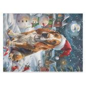 Basset Hound Dog Winter Wonderland Kerstvreugde Tafelkleed (Voorkant (Horizontaal))