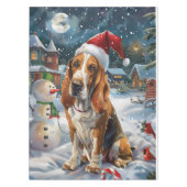 Basset Hound Dog Winter Wonderland Kerstvreugde Tafelkleed (Voorkant)