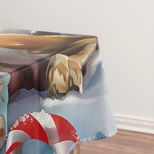 Basset Hound Dog Winter Wonderland Kerstvreugde Tafelkleed (Voorbeeld)