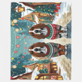Basset Hound Dogs Christmas Snow Holiday Fleece Deken (Voorkant)