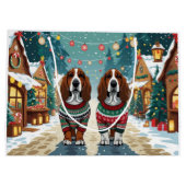 Basset Hound Dogs Christmas Snow Holiday Groot Cadeauzakje (Achterkant)