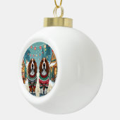 Basset Hound Dogs Christmas Snow Holiday Keramische Bal Ornament (Rechts)