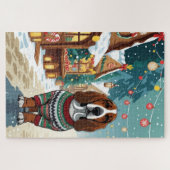 Basset Hound Dogs Christmas Snow Holiday Legpuzzel (Horizontaal)