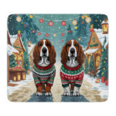 Basset Hound Dogs Christmas Snow Holiday Snijplank (Voorkant)