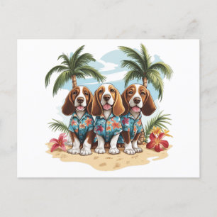 Basset Hound Dogs Hawaiian Shirten Briefkaart