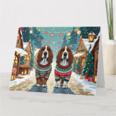 Basset Hound Dogs Kerstmis Sneeuw Vakantie Kaart (Voorkant)