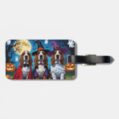 Basset Hound Dogs Pumpkin Halloween Grappig Bagagelabel (Achterkant horizontaal)