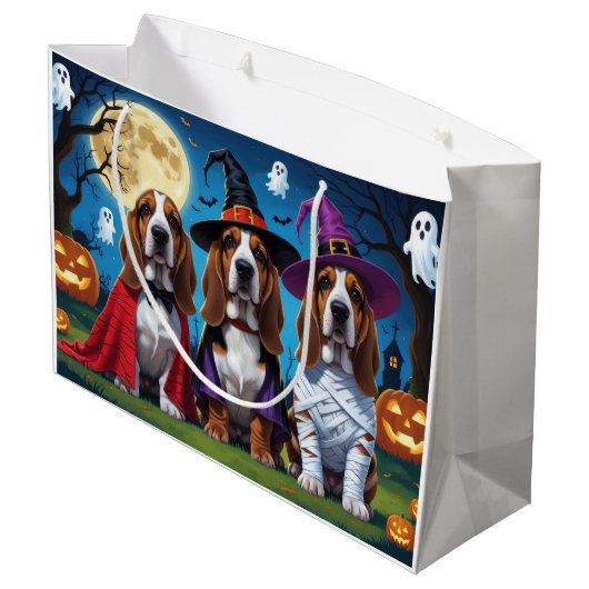 Basset Hound Dogs Pumpkin Halloween Grappig Groot Cadeauzakje (Achterkant Gekanteld)