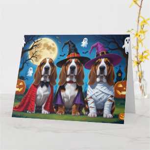 Basset Hound Dogs Pumpkin Halloween Grappig Kaart