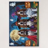 Basset Hound Dogs Pumpkin Halloween Grappig Legpuzzel (Verticaal)