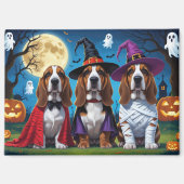 Basset Hound Dogs Pumpkin Halloween Grappig Magneet (Voorkant)