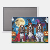 Basset Hound Dogs Pumpkin Halloween Grappig Magneet (Voorkant / Achterkant)