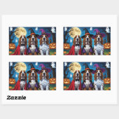 Basset Hound Dogs Pumpkin Halloween Grappig Rechthoekige Sticker (Vel)