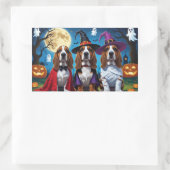 Basset Hound Dogs Pumpkin Halloween Grappig Rechthoekige Sticker (Tas)