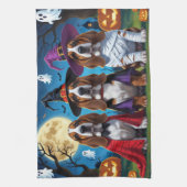 Basset Hound Dogs Pumpkin Halloween Grappig Theedoek (Verticaal)