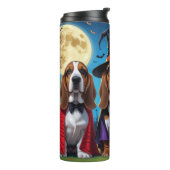 Basset Hound Dogs Pumpkin Halloween Grappig Thermosbeker (Gedraaid links)